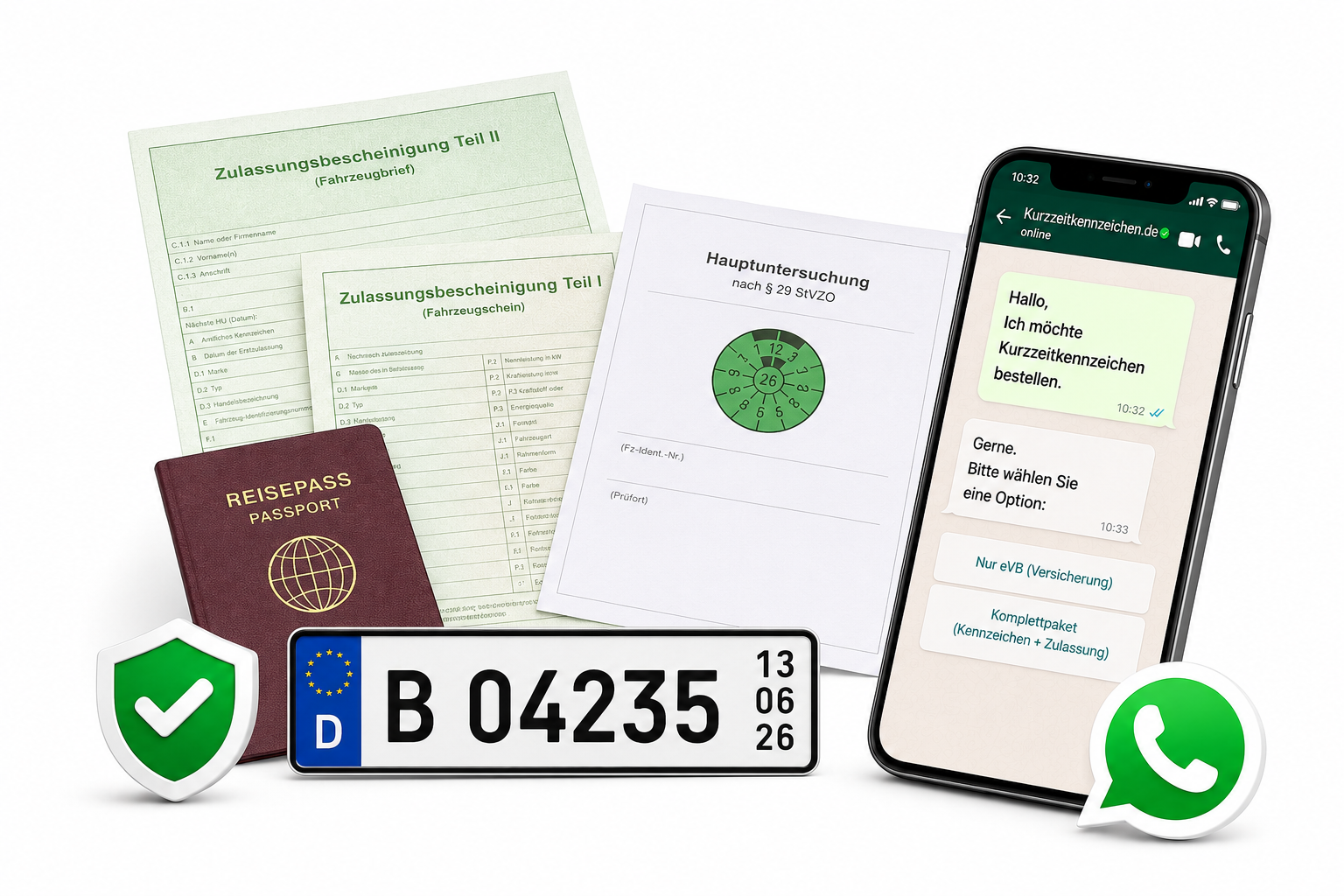 Unterlagen und Voraussetzungen für das Kurzzeitkennzeichen